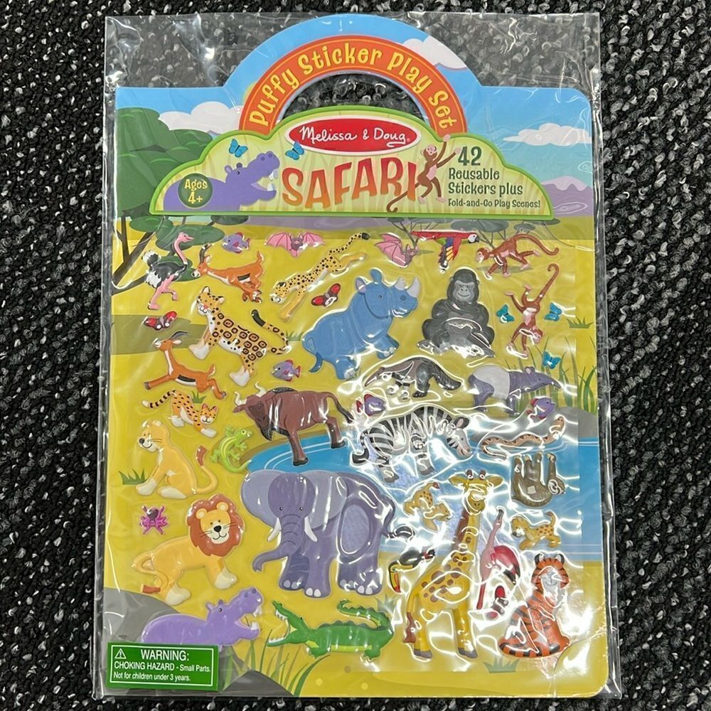 Melissa & Doug Puffy Sticker Play Sets "Safari" and "Mermaid" both NWT